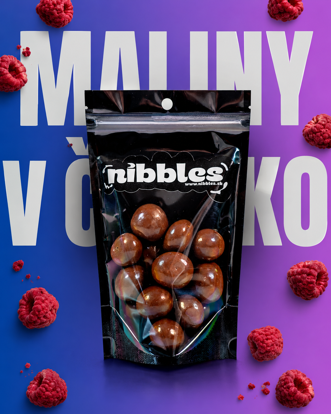 Lyofilizované maliny v mliečnej čokoláde