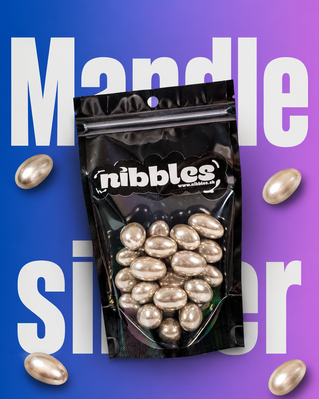 Mandle v striebornej kruste