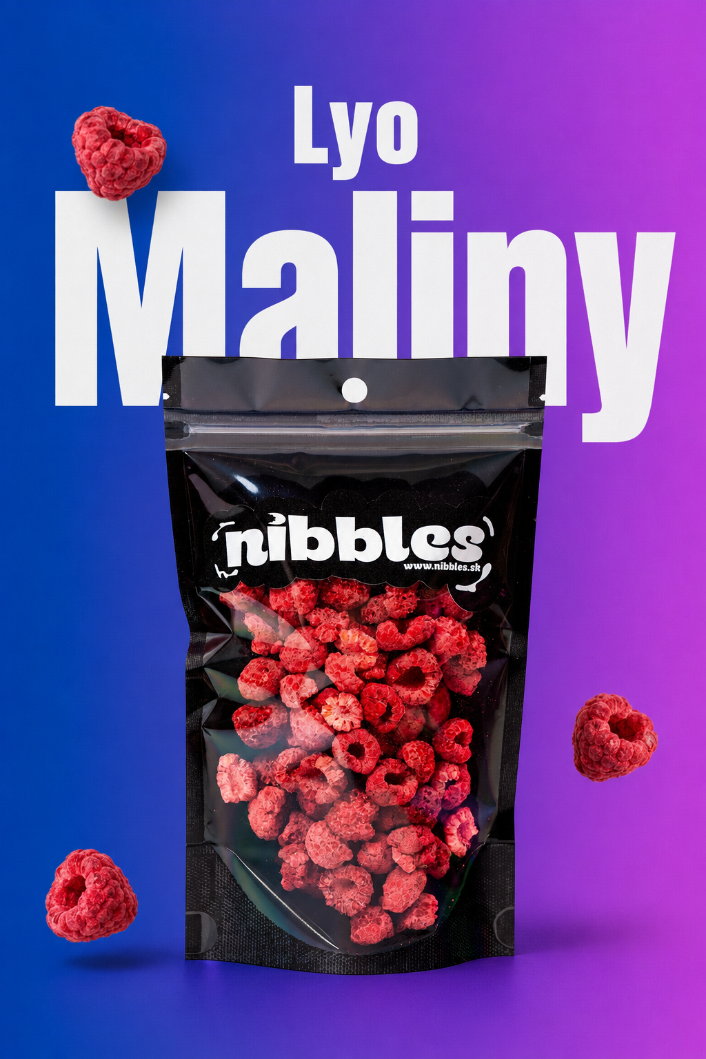 Maliny lyofilizované